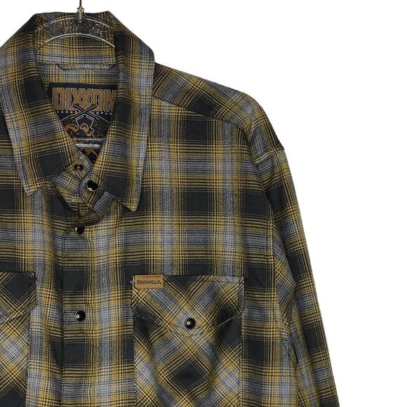 Dixxon Flannel Co Brownells Mens Medium Big Iron Plaid Shirt Pearl Snaps Collab - Picture 3 of 10